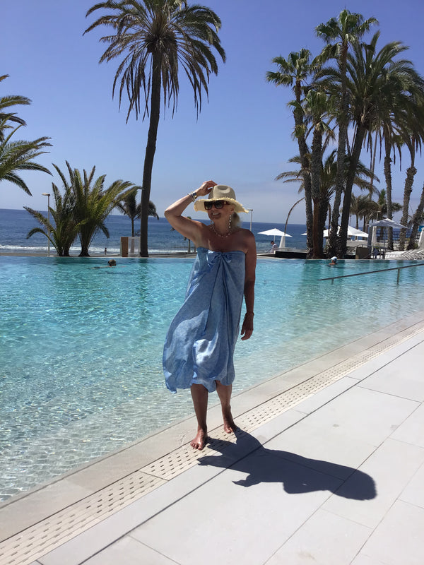Newest Silk Sarong -  Baby blues - 3