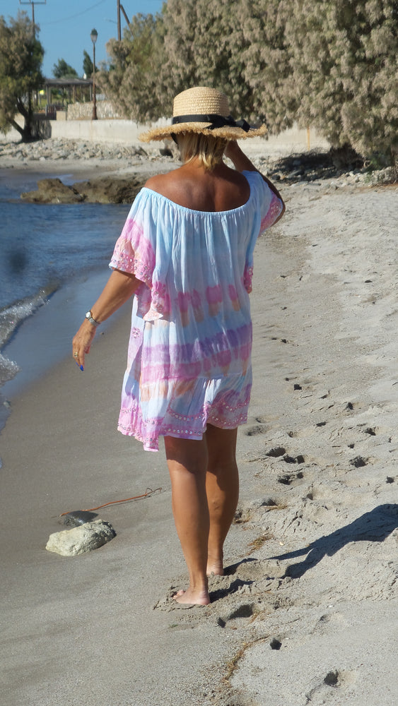 
            
                Load image into Gallery viewer, Beach cover up Scoop Neck - Tie Dye Multi Colour
            
        
