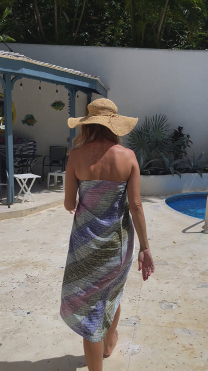Silk sarong stunning sea of blues, moss and silvers