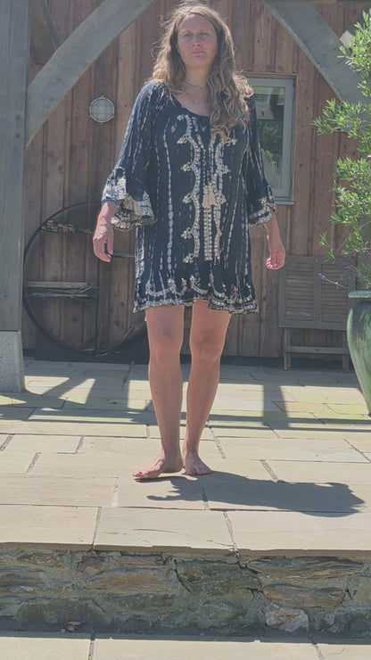 sequin dress ( Ibiza)   - Tye dye  black and gold s/m or m/l