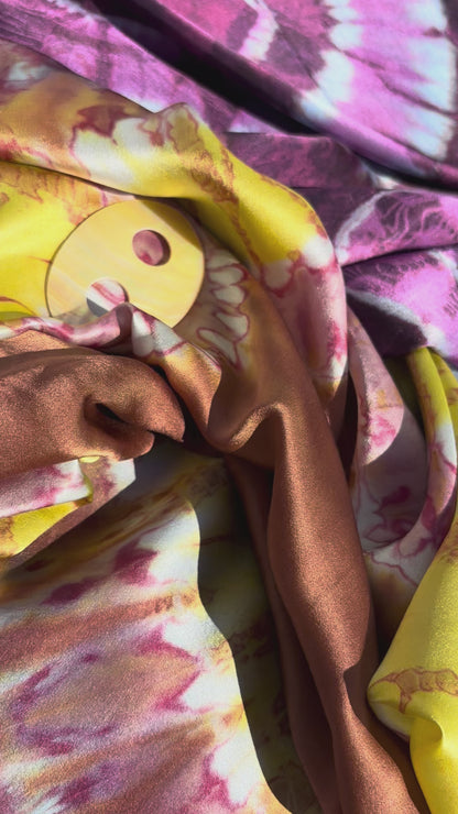 Tye dye aubergine and gold SILK sarong 'Spice Island' Limited Edition'