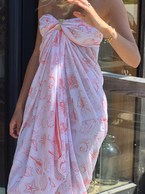 Voile Seashore Sarong - Coral
