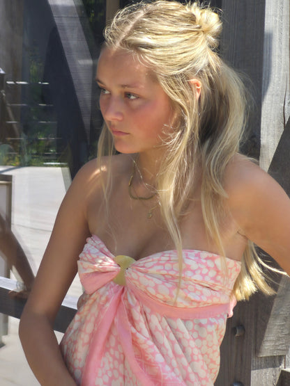 Pale pink and cream pure silk luxury sarong