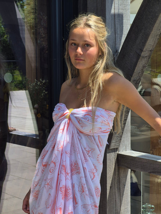 Voile Seashore Sarong - Coral