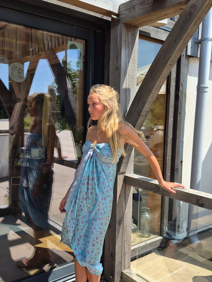 Turquoise and violet silk sarong