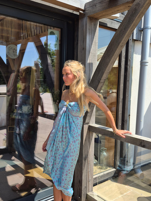 Turquoise and violet silk sarong