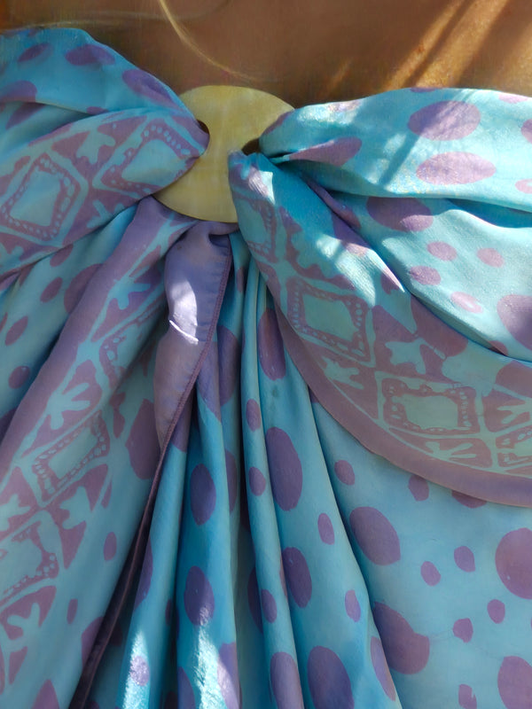 Turquoise and violet silk sarong