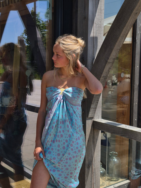 Turquoise and violet silk sarong