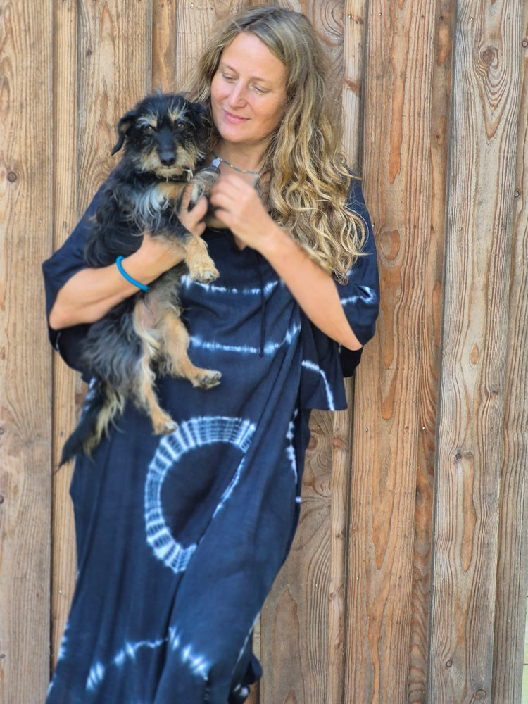 Kaftan maxi,one size, navy and blue loose and cool cover up in softest natural rayon