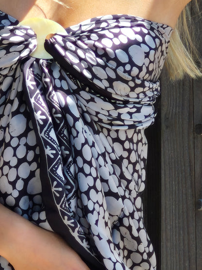 Black and silver silk sarong