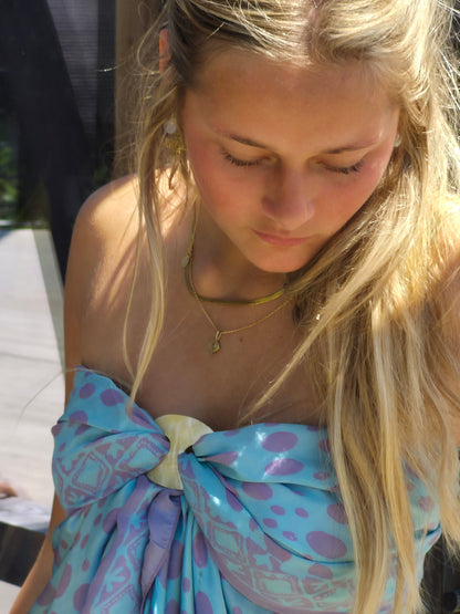 Turquoise and violet silk sarong