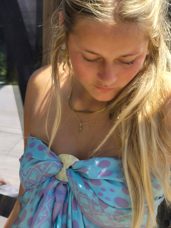 Turquoise and violet silk sarong