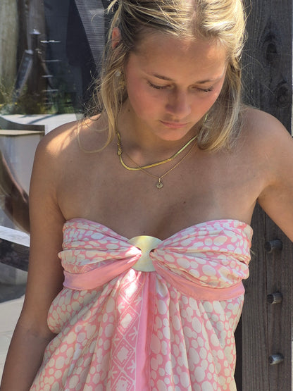 Pale pink and cream pure silk luxury sarong