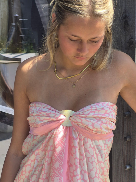 Pale pink and cream pure silk luxury sarong