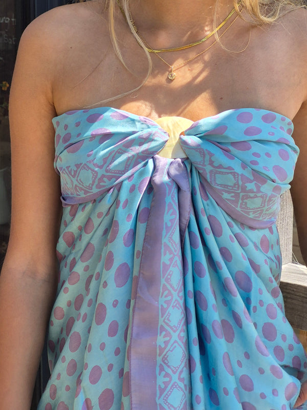 Turquoise and violet silk sarong