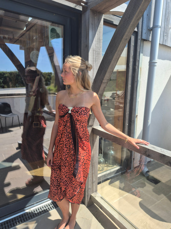 Copper and black silk sarong
