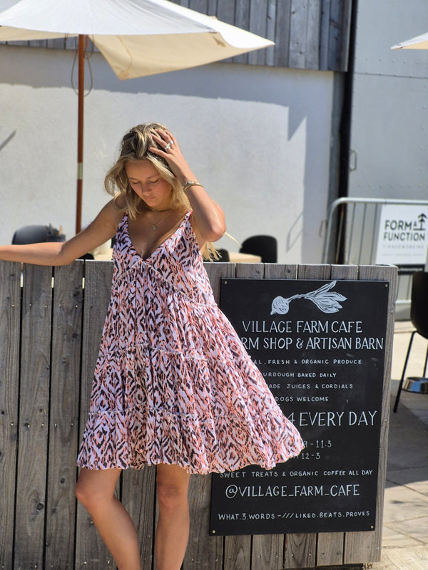 Sun Dress Ellen Summer Dress - Coral and Mocha