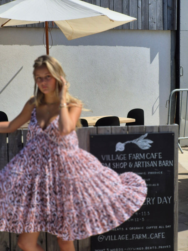 Sun Dress Ellen Summer Dress - Coral and Mocha