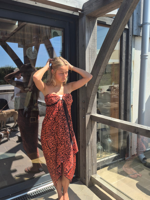 Copper and black silk sarong