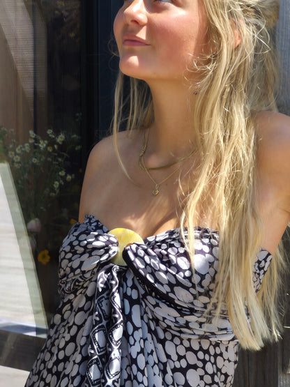 Black and silver silk sarong