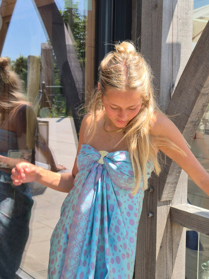Turquoise and violet silk sarong