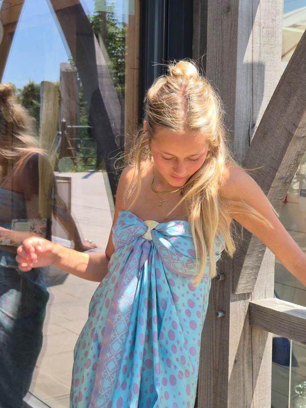 Turquoise and violet silk sarong