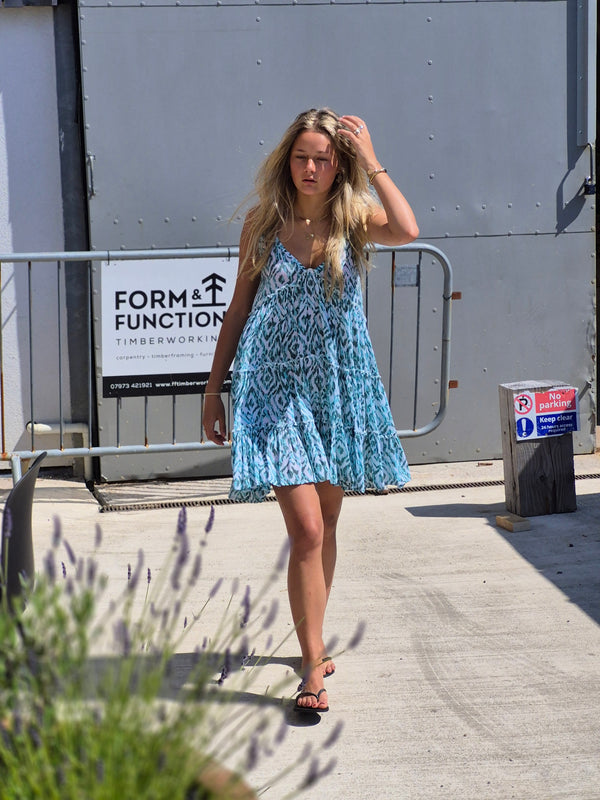Sun Dresses Ellen Summer Dress - Turquoise and Aqua
