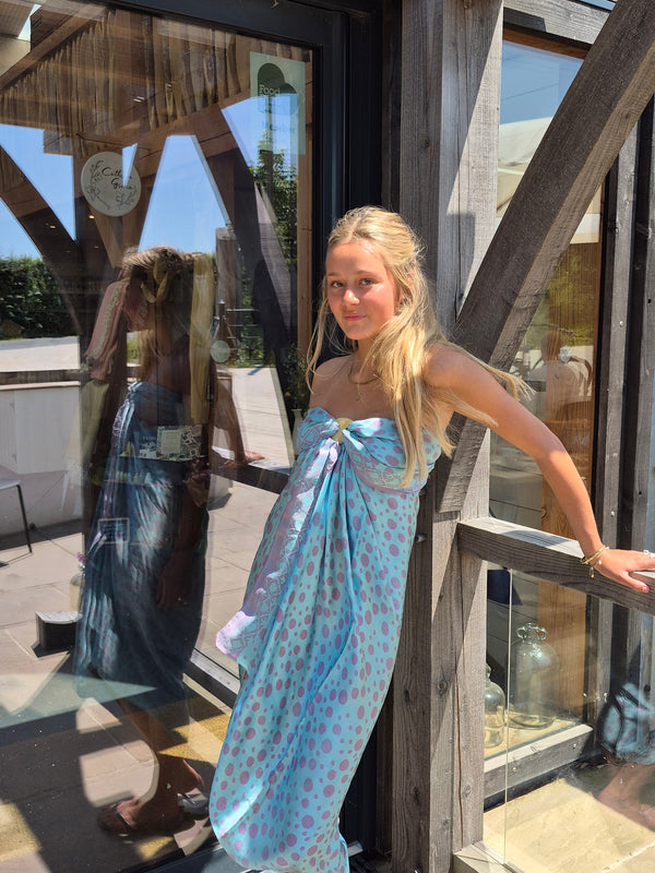 Turquoise and violet silk sarong