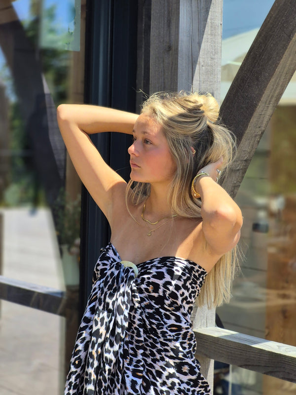 Leopard black,mink and white sarong