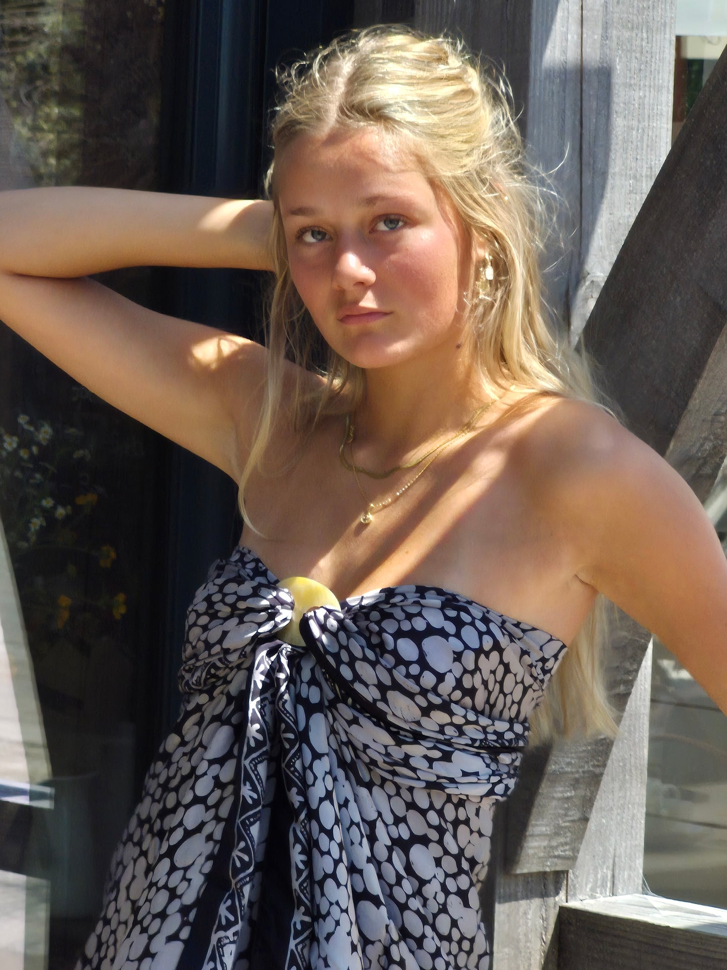Black and silver silk sarong