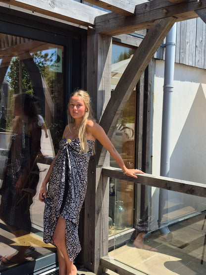 Black and silver silk sarong