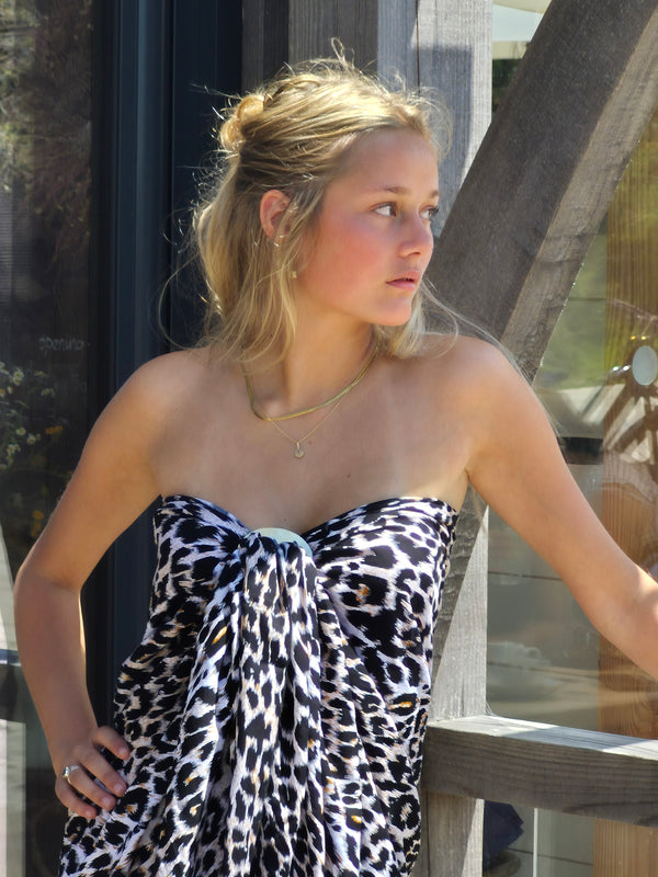 Leopard black,mink and white sarong