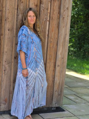 Kaftan Maxi One Size - Blue and white tye dye one size