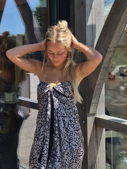 Black and silver silk sarong