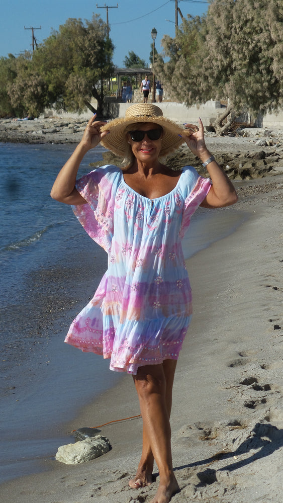 
            
                Load image into Gallery viewer, Beach cover up Scoop Neck - Tie Dye Multi Colour
            
        