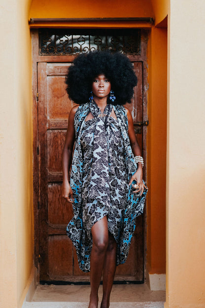 Ikat - Blue  & Black  -silk  NEW