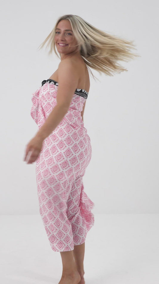 Geo - Pink and black border - voile