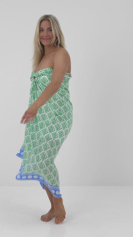 Geo -  Sea green & blue - voile