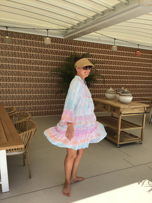 Kaftan tunic top tie dye honey & grey ( one size)