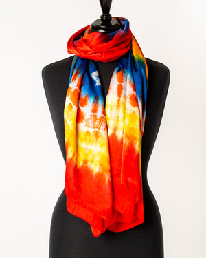 
            
                Load image into Gallery viewer, Blue yellow  orange and red flamboyant  Tie dye -
            
        