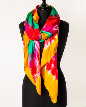 Tie dye stunning fuchsia pink, gold and aqua create a beautiful - Rainbow