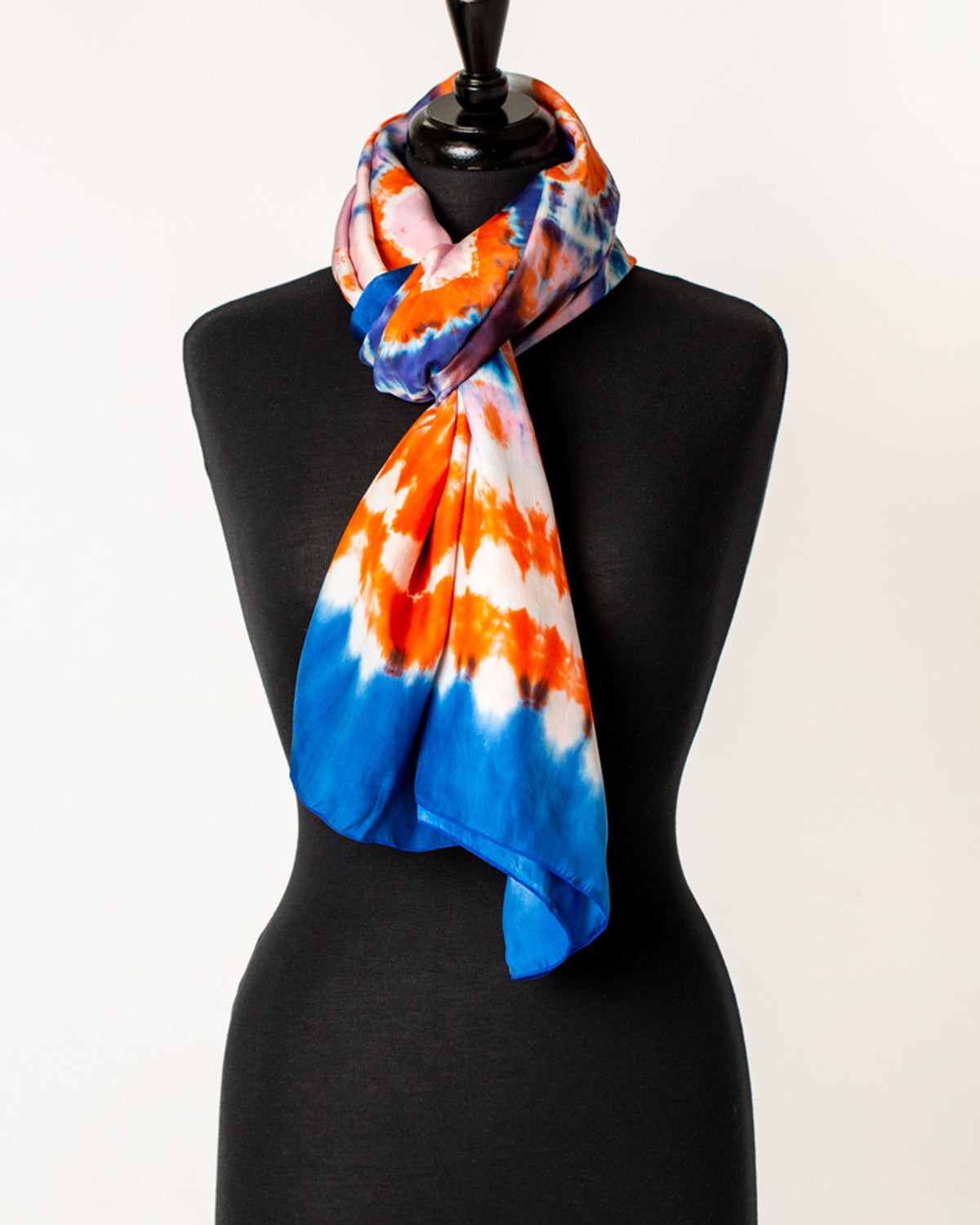 Tie Dye  SILK sarong- dusky pink, blues and white  Ripple