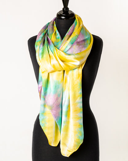 Tie Dye  SILk sarong- Spring -  palest lemon, lilac and aqua