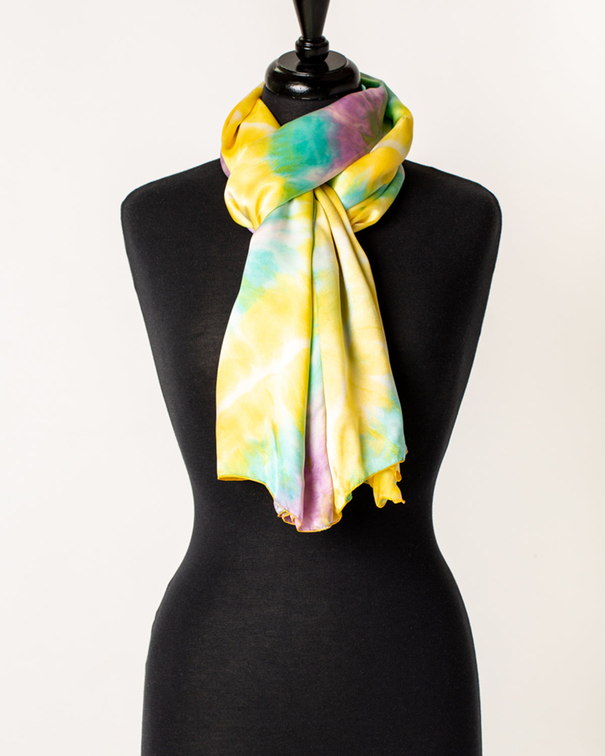 Tie Dye  SILk sarong- Spring -  palest lemon, lilac and aqua