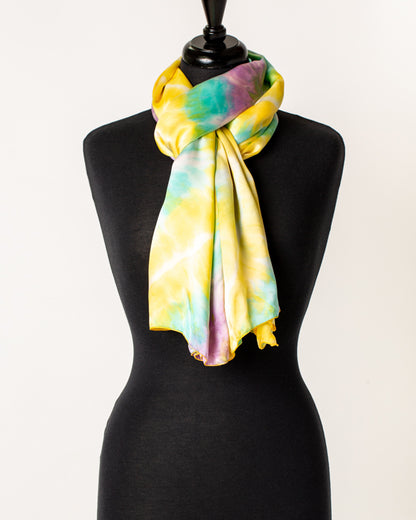 Tie Dye  SILk sarong- Spring -  palest lemon, lilac and aqua