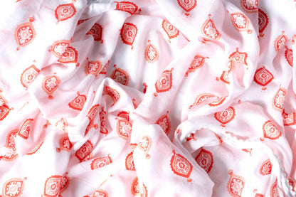 Boho - Watermelon & white -  voile