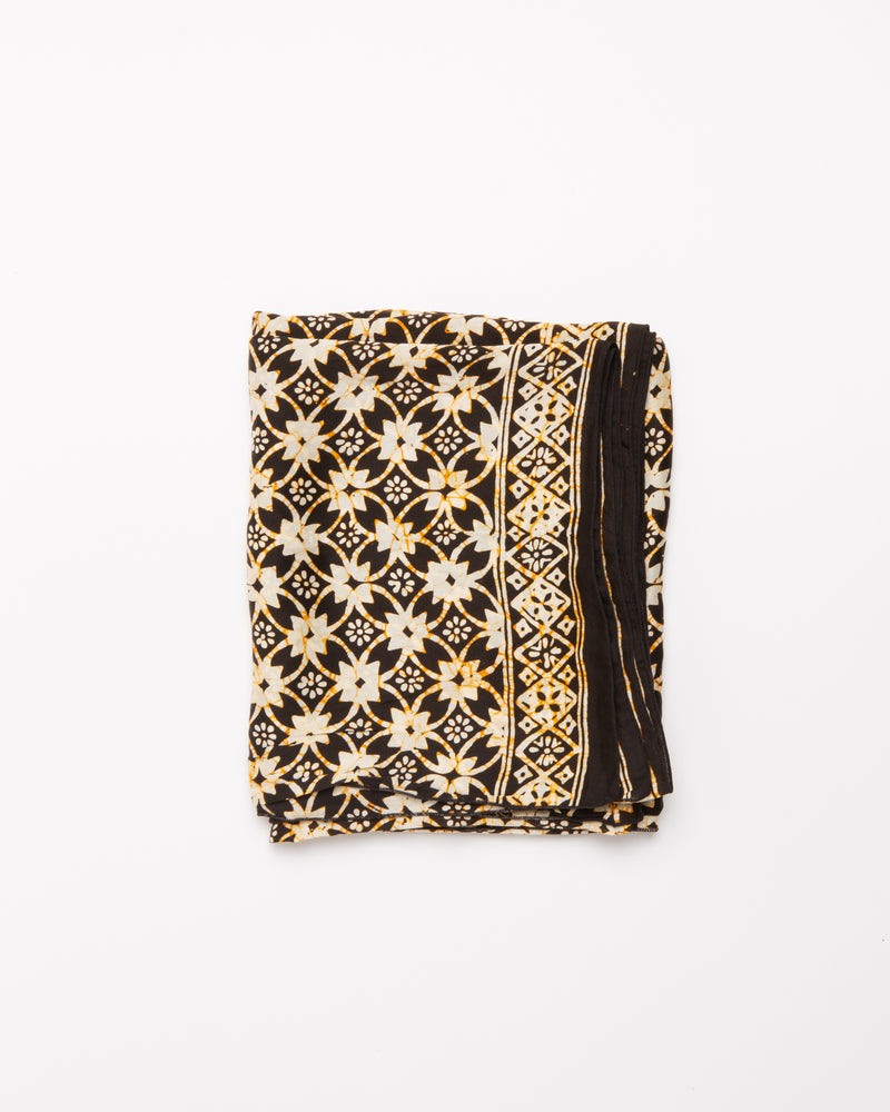 Geometric print black and gold silk sarong and scarf