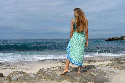 Geo -  Sea green & blue - voile