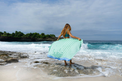Geo -  Sea green & blue - voile