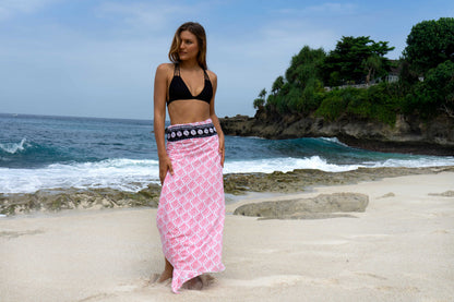 Geo - Pink and black border - voile